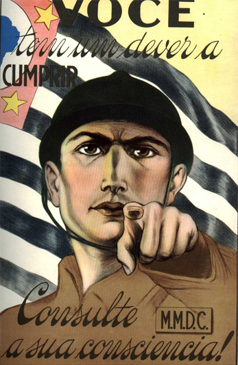 Maçons na Revolução de 1932, seu cartaz era encorajador e convocava os jovens para a chamada Revolução Paulista.